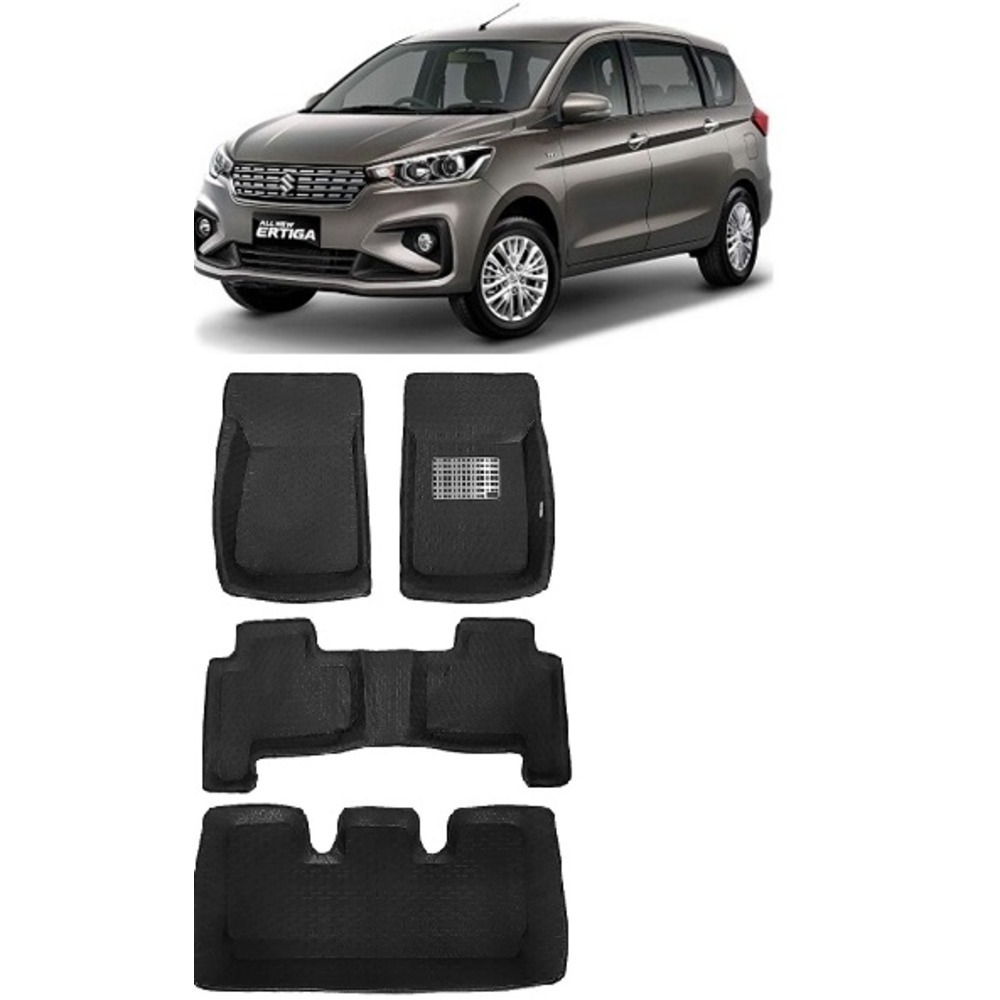4.5D Car Floor Foot Tray Mats for Ertiga New  - Black